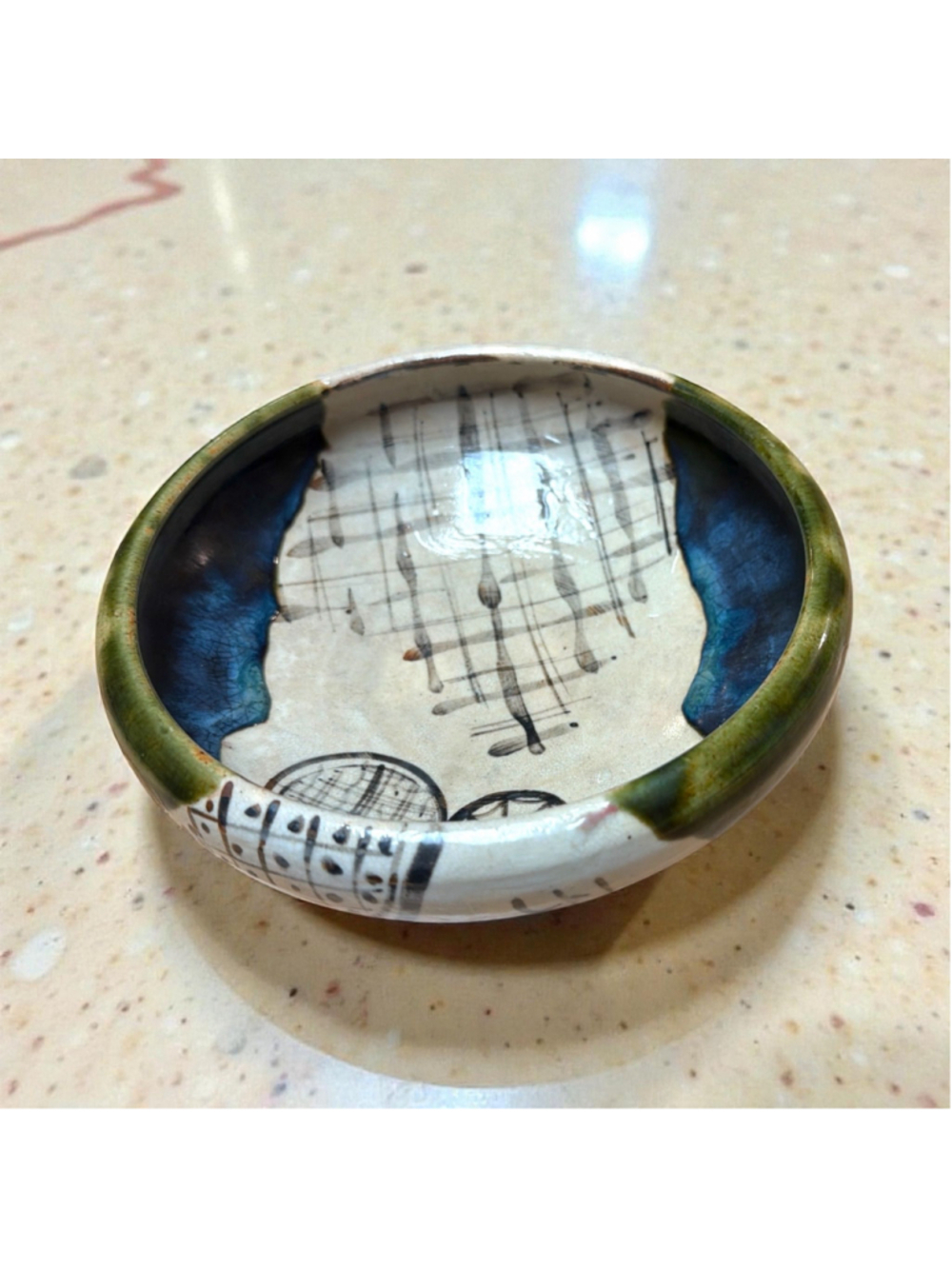 Vintage Studio Pottery Abstract Footed Bowl | Hand Thrown Ceramic Art 8.5” One o - Picture 5 of 9